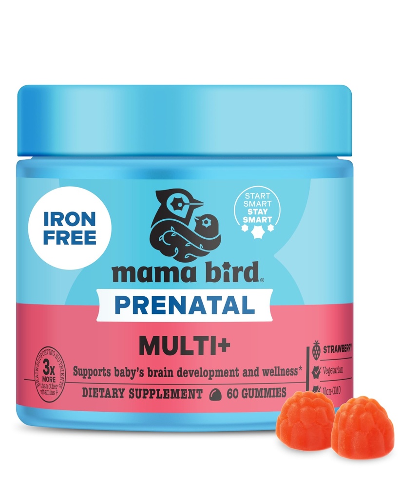 Nejlepší Nest Wellness Mam Bird Prenatal Multi Plus - Prenatální doplněk péče podporuje Brain & Digestivní zdraví - Vegan Multivitamin s methylfolátem & Více - Jahoda, 60 Gummies (30 Služeb)