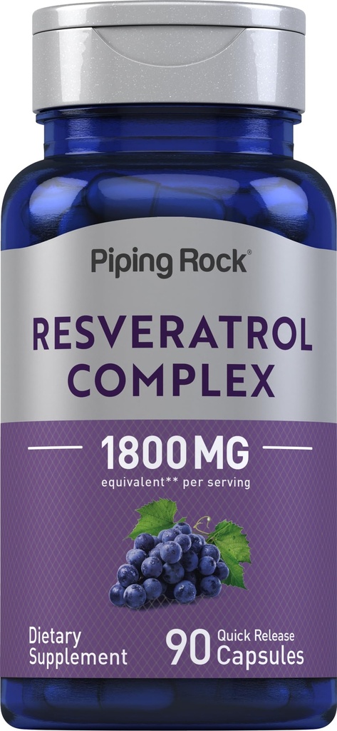 Piping Rock Resveratrol Komplex 124; 90 Kapsle 124; Ultra potent 124; Non- GMO, gluten zdarma dodatek