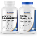Nutricost Alpha Kyselina lipoová 600mg, 240 Caps & Acetyl L- Carnitin 500mg, 180 Caps