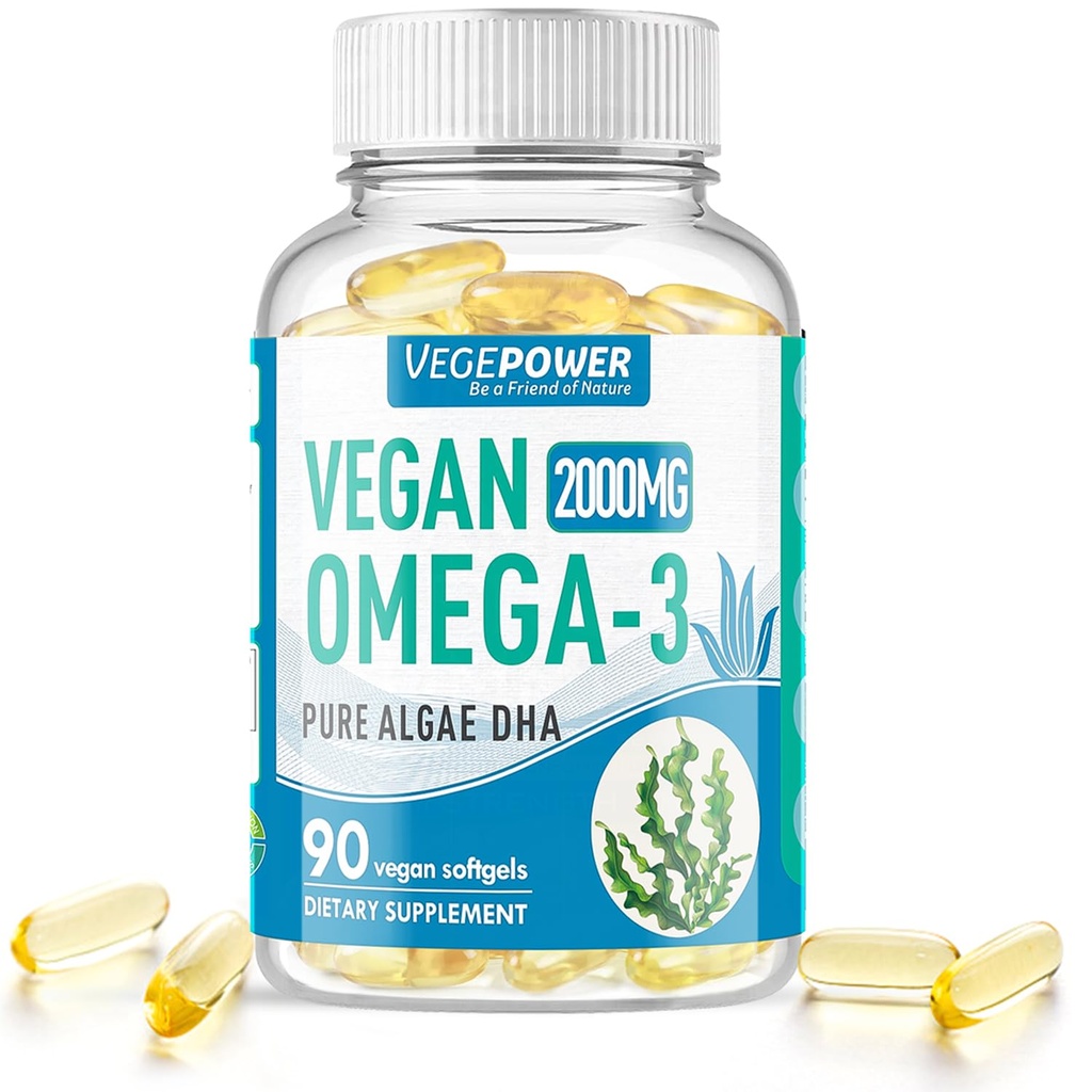 Vegan Omega33 Algae DHA doplňky - 2000mg Algae Oil, Plant- Based Prenatal Algal DHA, 90 Karagenan Volné Softgels - Udržitelné ryby olej Alternative podporuje mozek, srdce, oči, společné zdraví