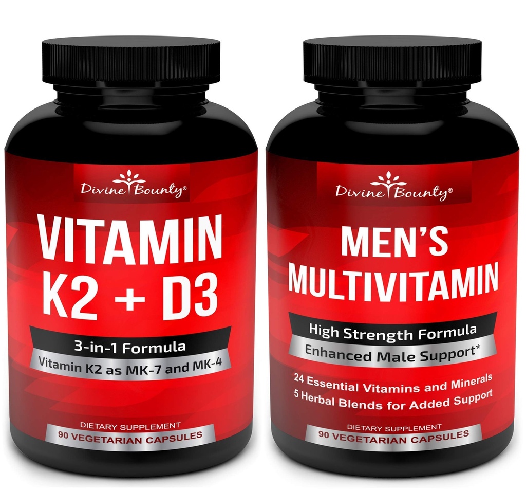 Divine Bounty Vitamin K2 s Multivitaminovým pouzdrem D3 & Men