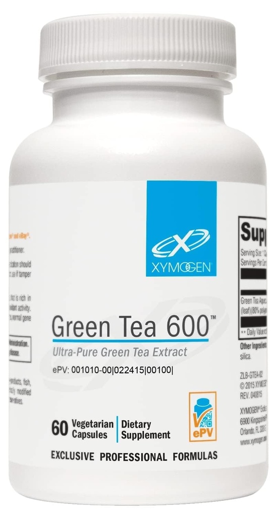 XYMOGEN Green Tea 600 - Ultra čisté zelené čaje Extract Kapsle - Imunitní Supplement - Podporuje srdce zdraví + Brain Health - Gluten Free, Vegan, Non GMO (60 Kapsle)