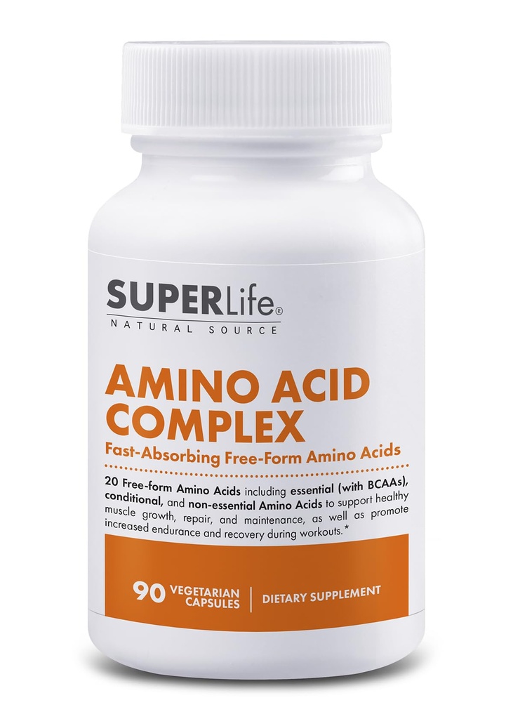 Aminoacid Complex - Rychlé absorbování a volné formy Essential & Branched Chain Aminokyseliny BCAA 124; Podporuje růst svalů, sílu a obnovu 124; dodatek - 90 Kapsle