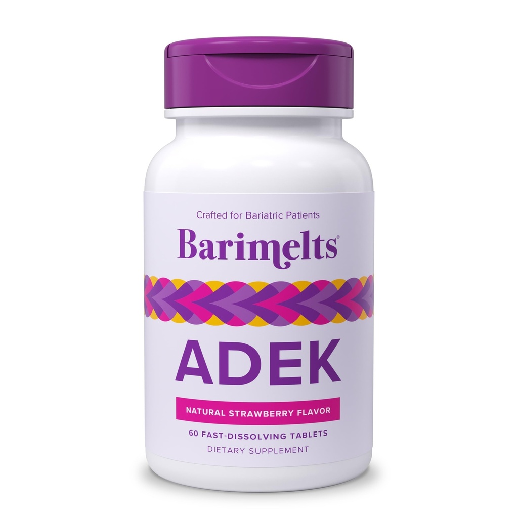 Barymelts ADEK - 60 Fast- Diseting Tablety (2- Month Supply) - Sugar- Free Bariatric Vitamíny pro ženy včetně vitaminu A, vitaminu D, vitaminu E & vitaminu K, přírodní jahodové aroma