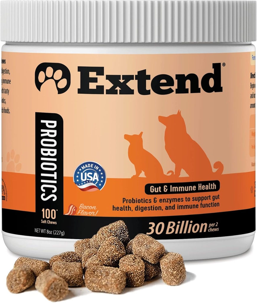 Extend ® Probiotika pro psy - Stravovací zdraví, imunitní, alergie & Kožní podpora - Snížit vadu žaludku, Bloating, zácpa, Průjem - Přírodní, Klinicky-Proven, Made in USA
