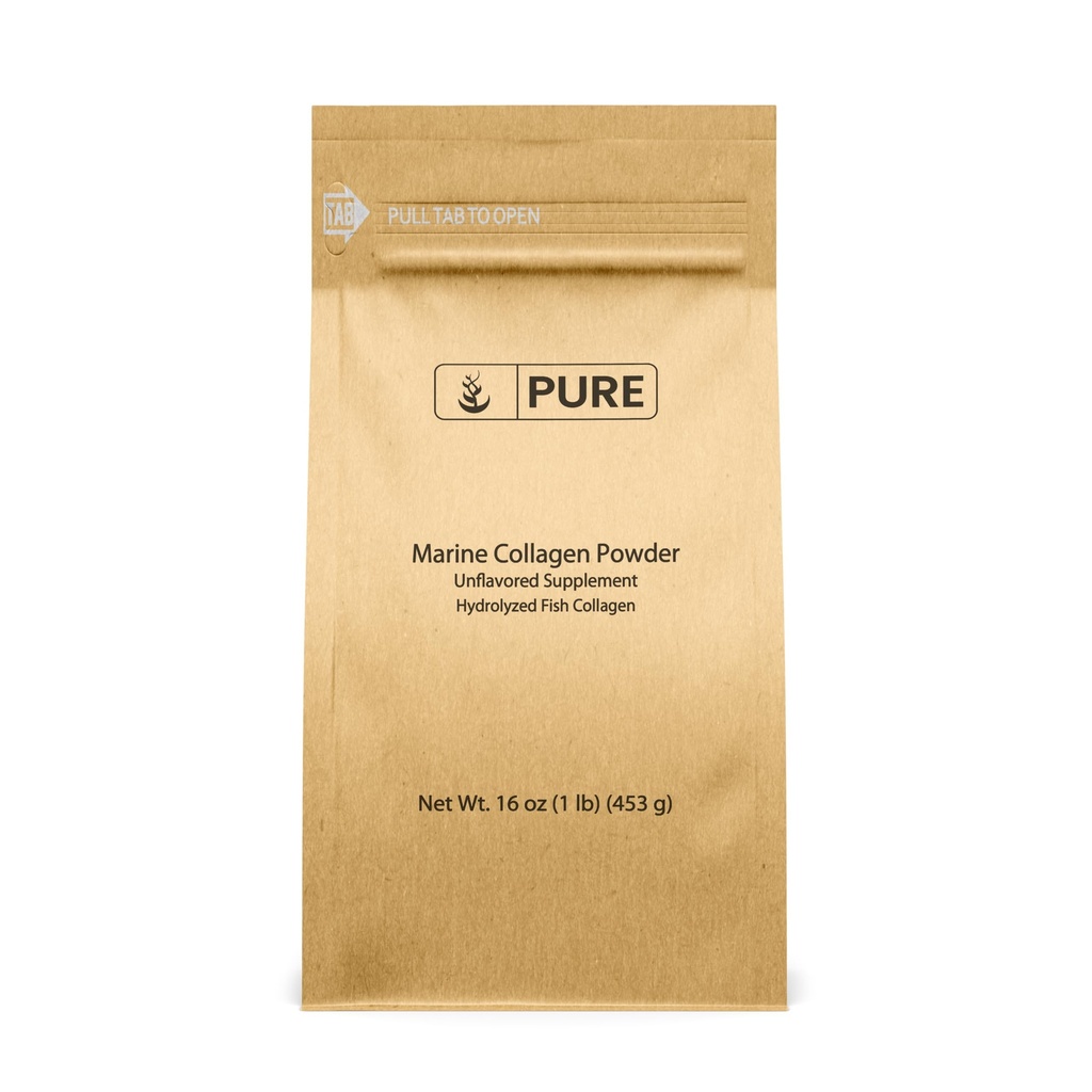 Čisté původní ingredience mořské kolagen prášek (1 LB) přírodní a bez příchutí, proteinové peptidy, resealable bag