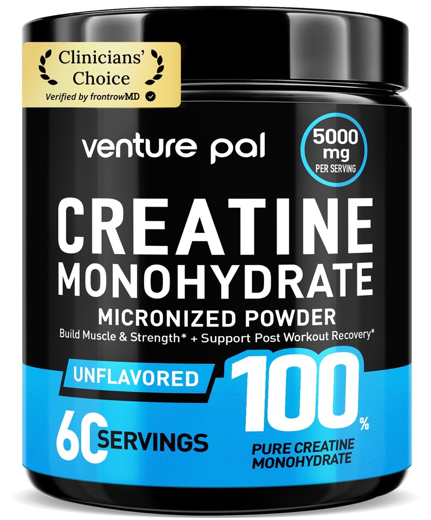 Venture Pal 100% čistý mikronizovaný kreatin monohydrát prášek, neochucený kreatin pro ženy a muže, Vegan, Keto, gluten zdarma, 5 g (5000mg) per Serving, Creatina Monohidratada en Polvo