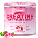 Kreatin pro ženy, Creatine Monohydrát Gummie s kolagenem, BCAA, L-karnitin & Taurin, Jahodová lahůdka, Energy Creatine dodatek pro svalovou sílu, Energy Boost, Cukr zdarma, 120 Počet