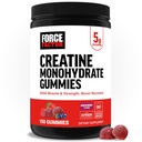 Force Factor Creatine Monohydrát Gummies, NSF Certified, 5g Dávka pro muže a ženy na podporu svalů, síla, zotavení, kognitivní zdraví a paměť, Smíšené Berry, 150 Gummies