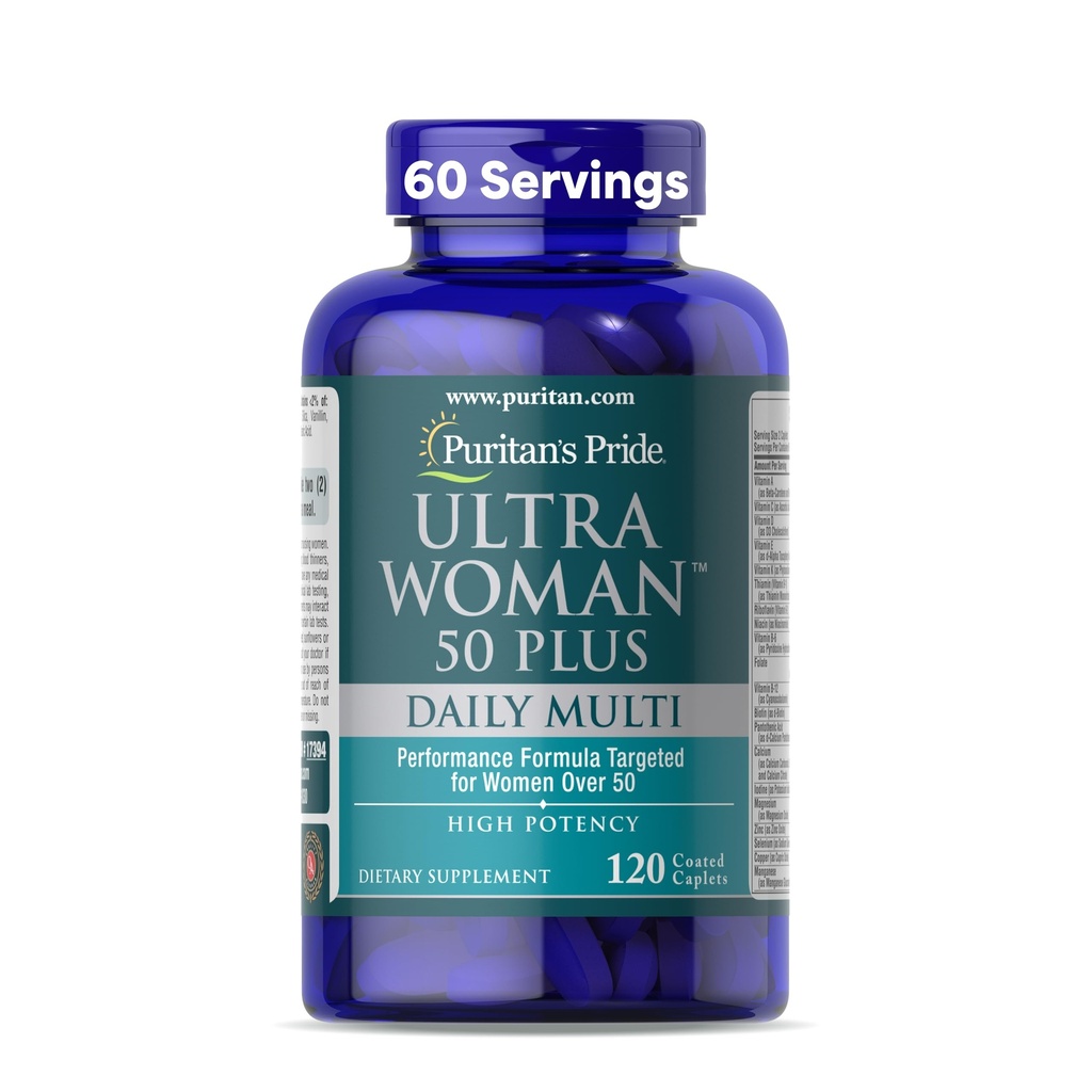 Puritan 's Pride Ultra Woman 50 Plus High potency Performance Time Release Daily Multivitamin se zinem, Dietní dodatek pro zdravé stárnutí a buněčné výroby energie, 2 měsíční dodávky, 120 Počet