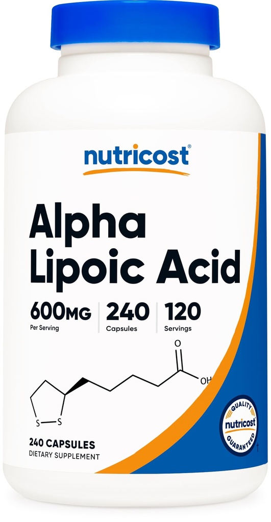 Nutricost Alfa Kyselina lipoová 600mg per Serving, 240 Kapsle - Gluten Free, Vegetariánské Kapsle, Soy Free & Non- GMO