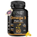Dávka Omega 3 Fish Oil 2000mg - Lemon- ochucené ponožky s EPA 800mg & DHA 600mg pro mozek, srdce a Wellness podporu - Easy- to- Digest, No Fish Burps - 120 Softgels, 2- Month Supply