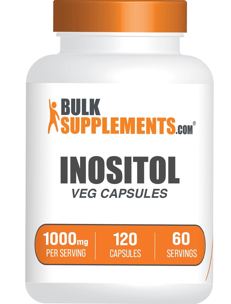 BulkSupplements.com Inositol Kapsle - Vitamin B8, Inositol 1000mg pro celkové Wellness - Gluten Free, 2 Kapsle per Serving, 120 Počet (Balení po 1)