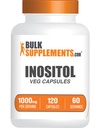 BulkSupplements.com Inositol Kapsle - Vitamin B8, Inositol 1000mg pro celkové Wellness - Gluten Free, 2 Kapsle per Serving, 120 Počet (Balení po 1)