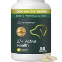 VetriScience 27 + Active Health Chewable Tablety, Canine Plus Daily Multivitamin pro štěňátka a dospělé psy, Balanced Vitamíny, Minerály a antioxidanty, Podpora zdraví a wellness, Duck, 90 Počet