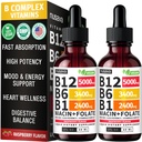 NUSAVA Vitamin B12 5000mcg with B6 & B1 Liquid Drops, Raspberry, Pack of 2