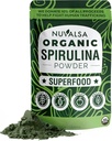 Nuvalsa Organic Spirulina Powder 1lb - 100% čistý Superfood dodatek od Blue Green Algae Non GMO pro Smoothie & Protein Drink, Vegan & USDA Certified Organic - 100 Služeb