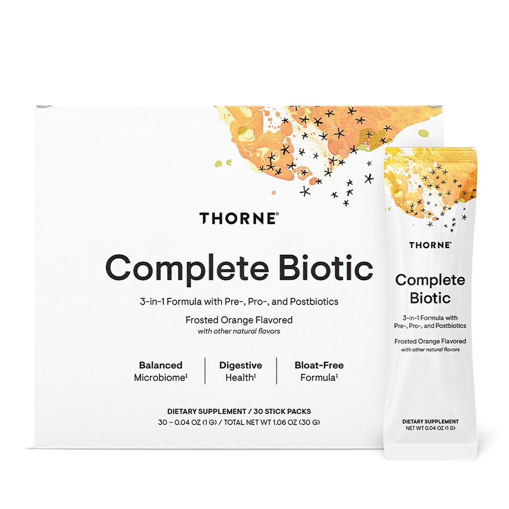 THORNE - Kompletní Biotické - Probiotické, Prebiotické a Postbiotické pro ženy, muže a děti - Podporuje Gut, Digestivní a imunitní zdraví * - Okusní zácpa, Průjem, Plyn & Bloating Relief * - 30 Služeb