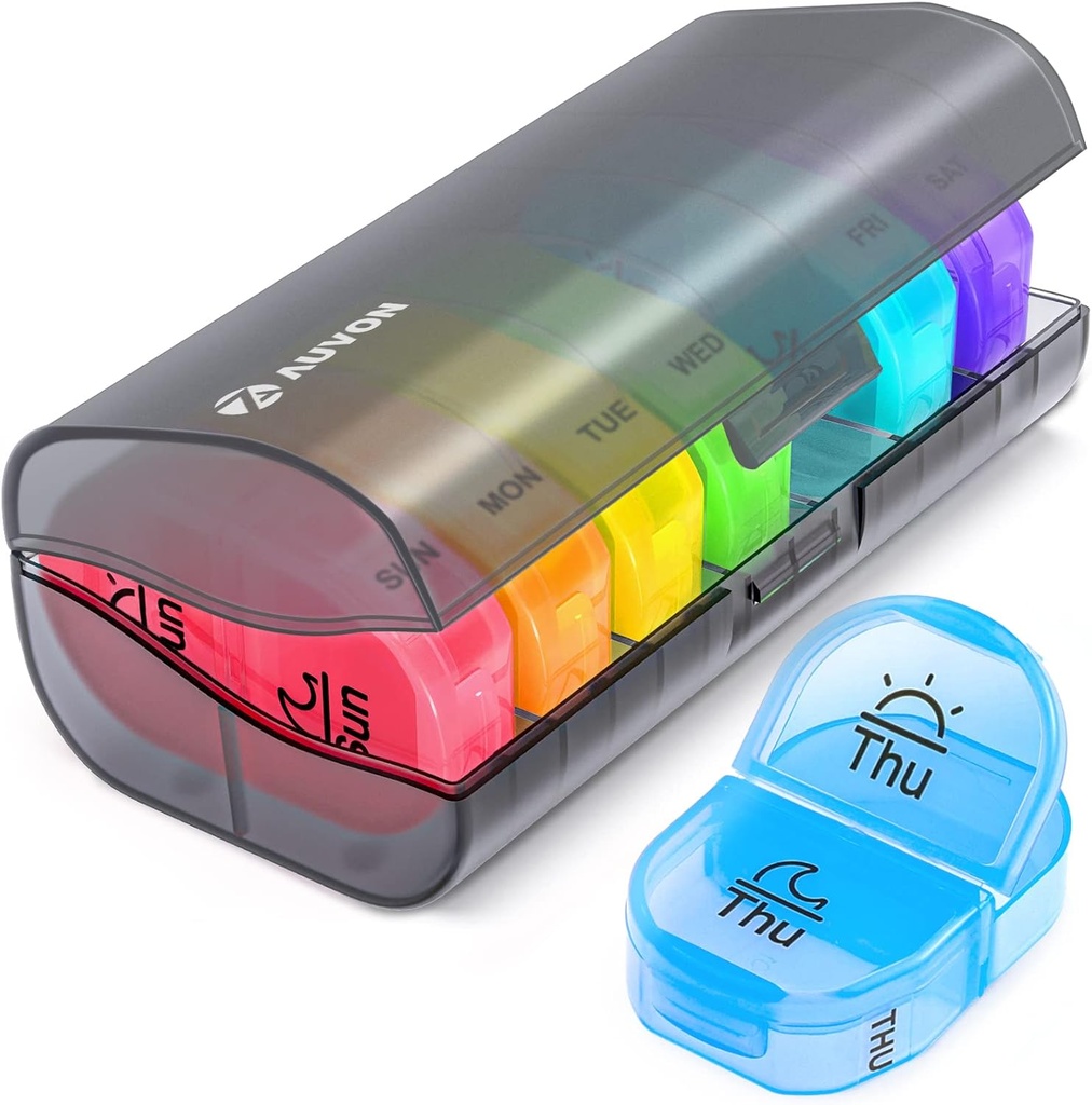 AUVON Pill Box 2 krát denně, týdenní Pill Organizátor AM PM s 7 Daily Pocket pouzdro držet vitamín, medicína, léky, a dodatek