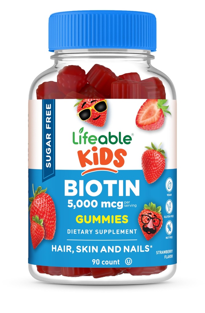 Živý cukr zdarma děti Biotin Gummea 124; 5000mcg Gummea 124; Velký Ochutnávání Biotin dodatek 124; Biotin Gummea pro růst vlasů, kůže a nehty zdraví 124; Vlasové Vitamíny pro děti, chlapci, dívky 124; 90 Gumy