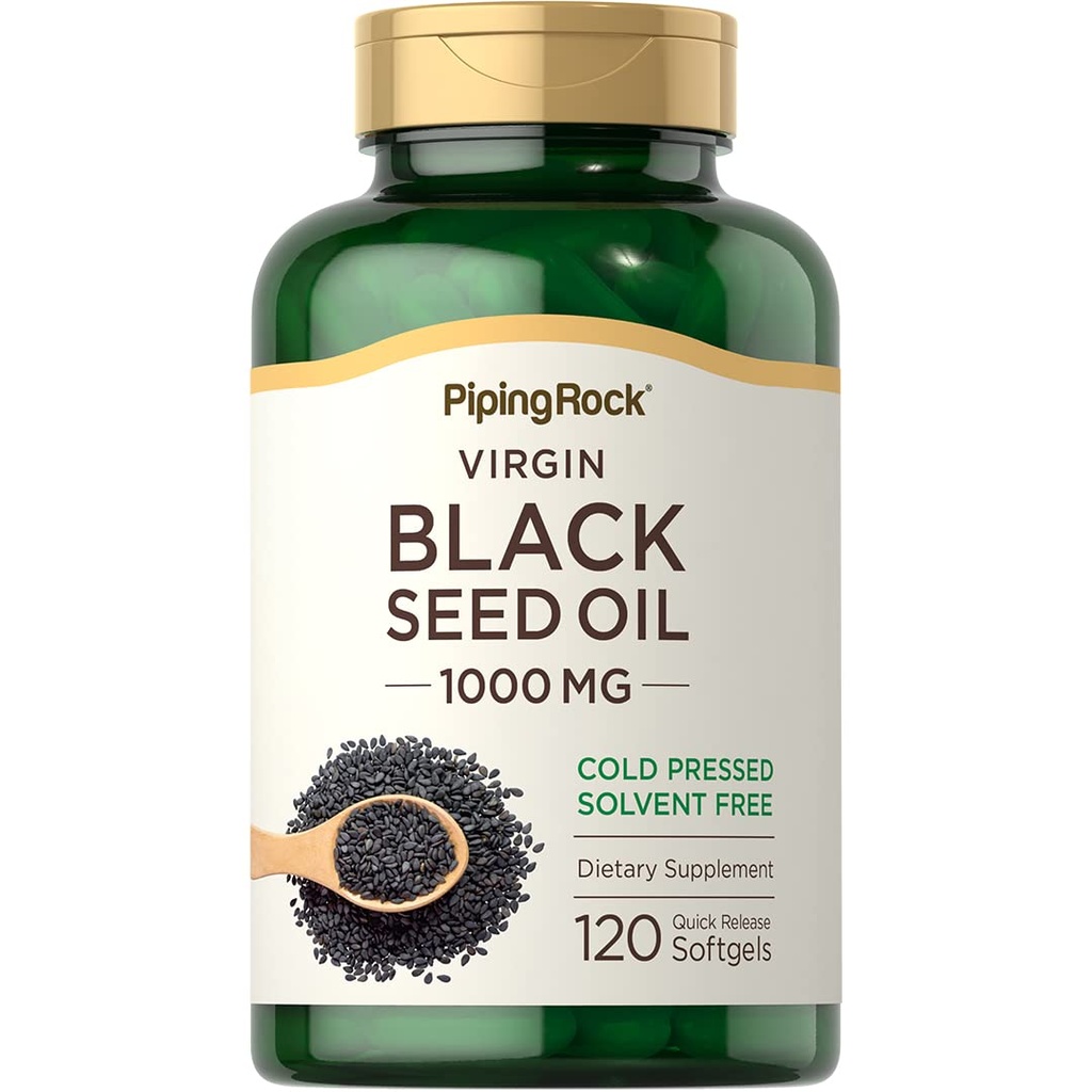 Piping Rock Black Seed Oil Softgel Kapsle 124; 1000mg column 124; 120 pills column 124; Cold Pressed Supplementary 124; Nigella Sativa column 124; Solvent Free, Non- GMO, gluten Free