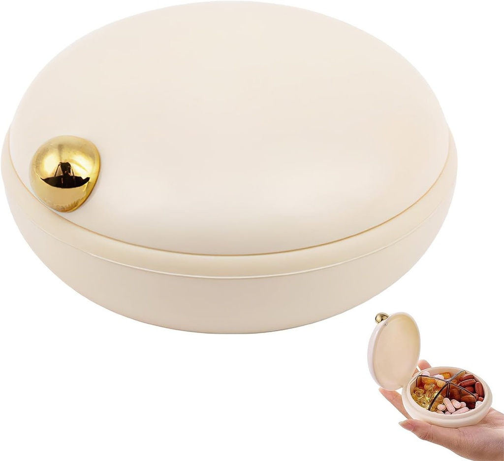 iplusmile Travel Pill Organizátor, 4 Compartments přenosné Pill Pouzdro, Denní medicína Kontejner Box pro vitamíny Rybí olejové doplňky, Business Trip Essentials (Beige)