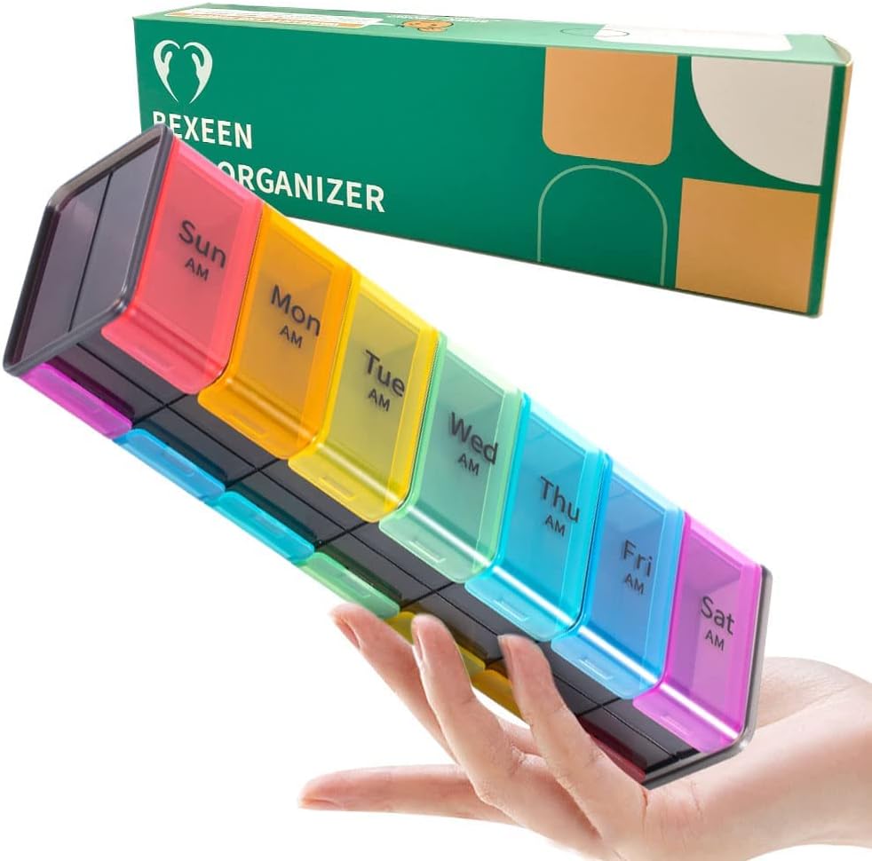 Extra Velký Pill Organizer- XXL Pill Box 7 Day - Týdenní Pill Organizátor s AM PM Velké Compartments Big Pill Pouzdro pro doplňky Jumbo Pill Holder pro Vitamíny Obrovský Medicine Organizátor 2 krát denně