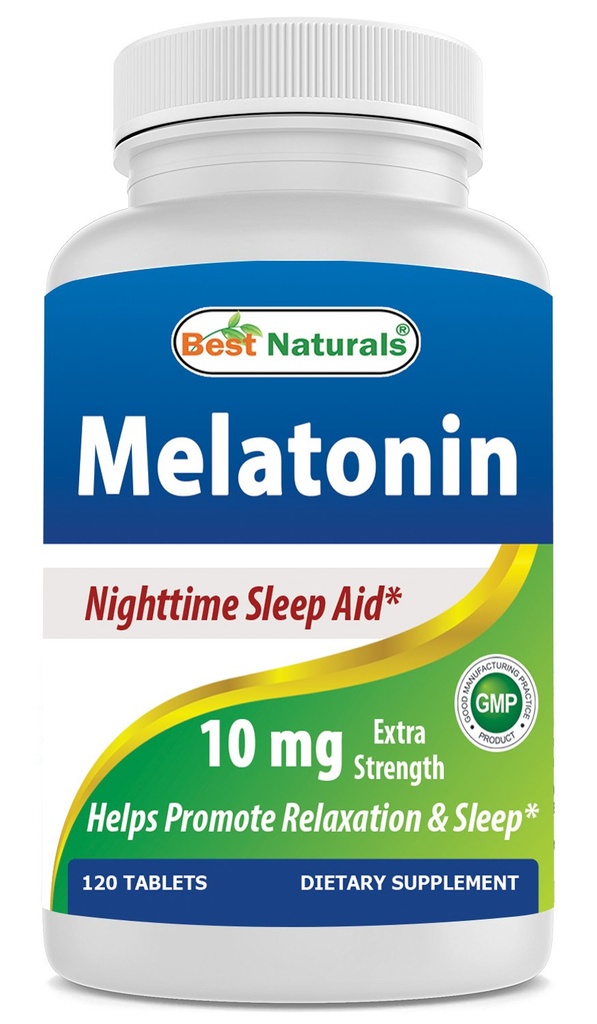 Nejlepší Naturals Melatonin 10mg (Non- GMO) Tablety - Pomáhá podporovat relaxaci a spánek - 120 Počet