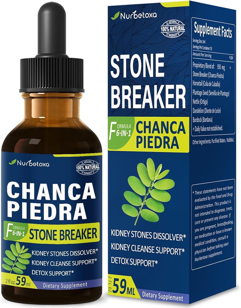 Chanca Piedra Stone Breaker Extract Drops for Ledney Stones Dissolver, Ledviny Cleanse Detox & Opravy dodatek w / Horsetail Dandelion. Chanca Piedra para Los Riñones.