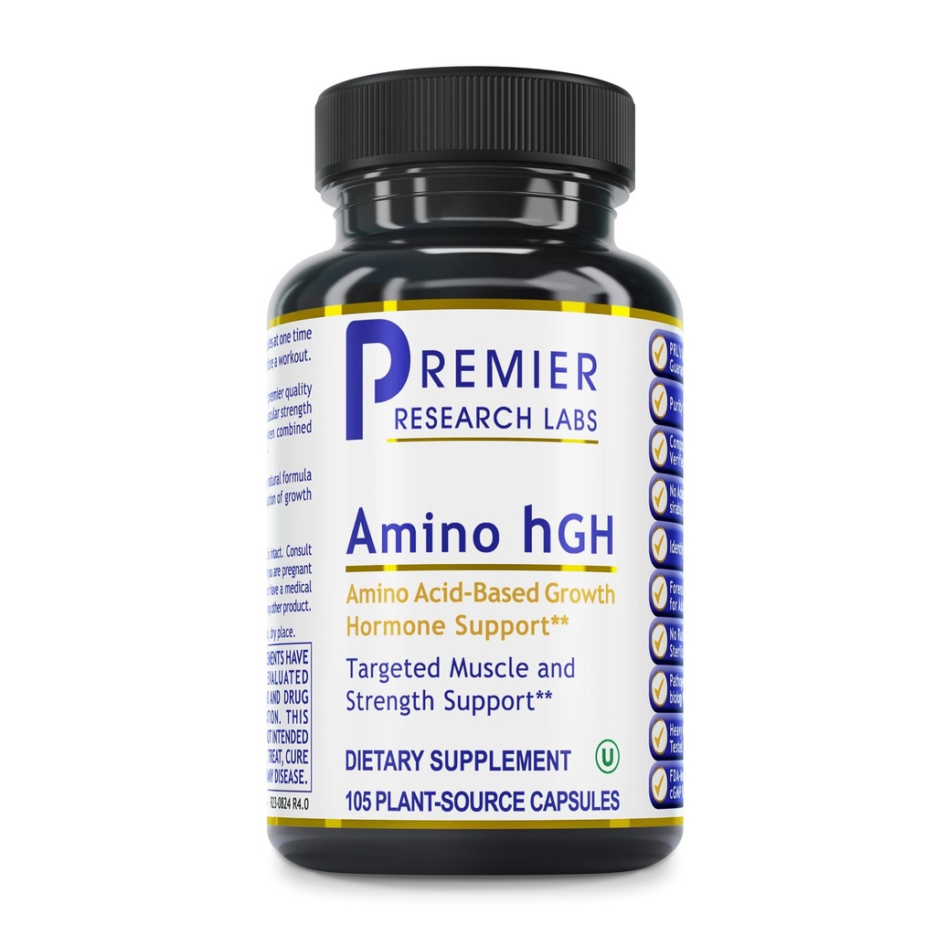 Premier Research Labs Amino HGH - HGH doplňky pro muže, HGH doplňky pro ženy, aminokyseliny, L-arginin, L-lysin, HGH Enhancer, Podpora lidského růstového hormonu a svalové růstu - 105 Kapsle