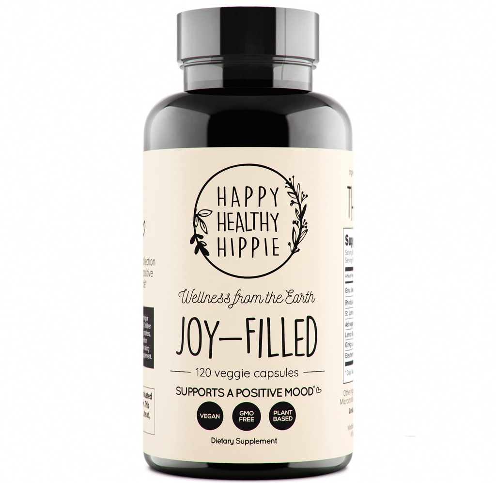 Joy- Plněné Mood Supplement - 7 Herb Complex w / St. Johns Worts (120 Ct) 124; Stress Relief Dodatek s Rhodeola Rosea, Eleuthero Côte 124; Pomáhá uklidnit mysl a tělo 124; 100% Plant- based Happy Pills