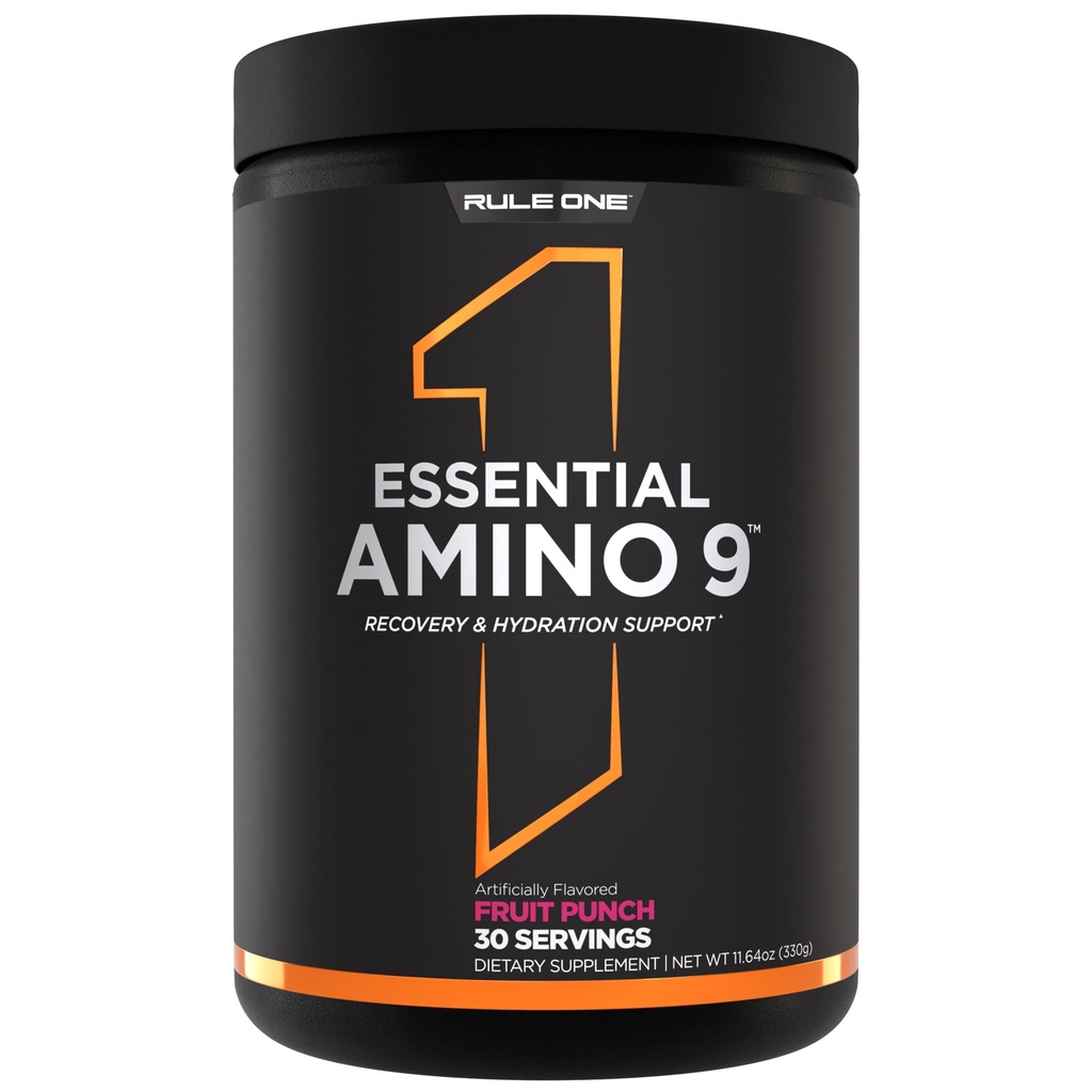 Pravidlo 1 Proteiny Essential Amino 9 - Podpora obnovy a hydratace s 7,5g esenciálních aminokyselin + elektrolyty (30 Služeb, ovocný punč)
