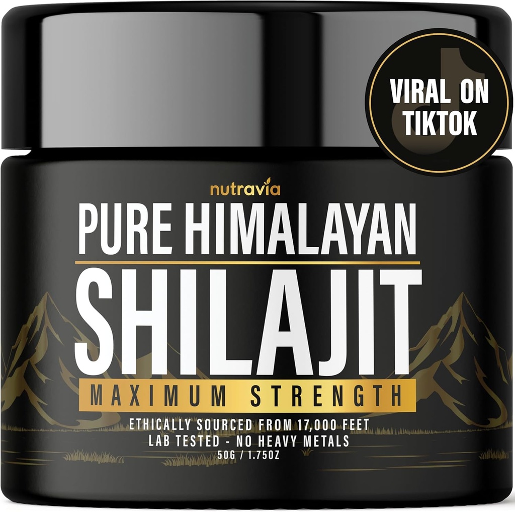 Shilajit Pure Himalayan Organic Resin - Natural Authentic Lab Tested Formule pro muže, ženy - No Heavy Metals - 600mg Max Strength with 85 + Trace Minerals Golden Grade Shilajit Dodatek (1 balení)