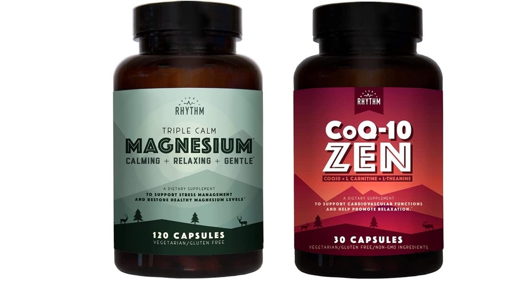 Natural Rhythm Cardio Calm Bundle - Triple Calm Magnesium 150mg, 120 Kapsle + CoQ10- ZEN (Coenzym Q10 + L- Carnitin + L- Theanin), 30 Kapsle