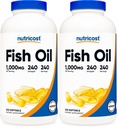 Nutricost Fish Oil Omega 3 Softgels with EPA & DHA (1000mg Fish Oil, 560mg Omega-3), 240 Softgels, Non- GMO, gluten Free. (Balení po 2)