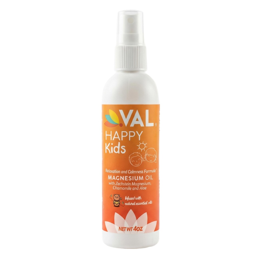 VAL Kids Magnesium Oil Spray - Natural Bedtime Calm & Mood Support CLANE124; Zechstein Magnesium, Heřmánek & Aloe CLANE124; No Itch CLANE124; Fast-Absorbing CLANE124; Made in USA CLANE124; 4oz