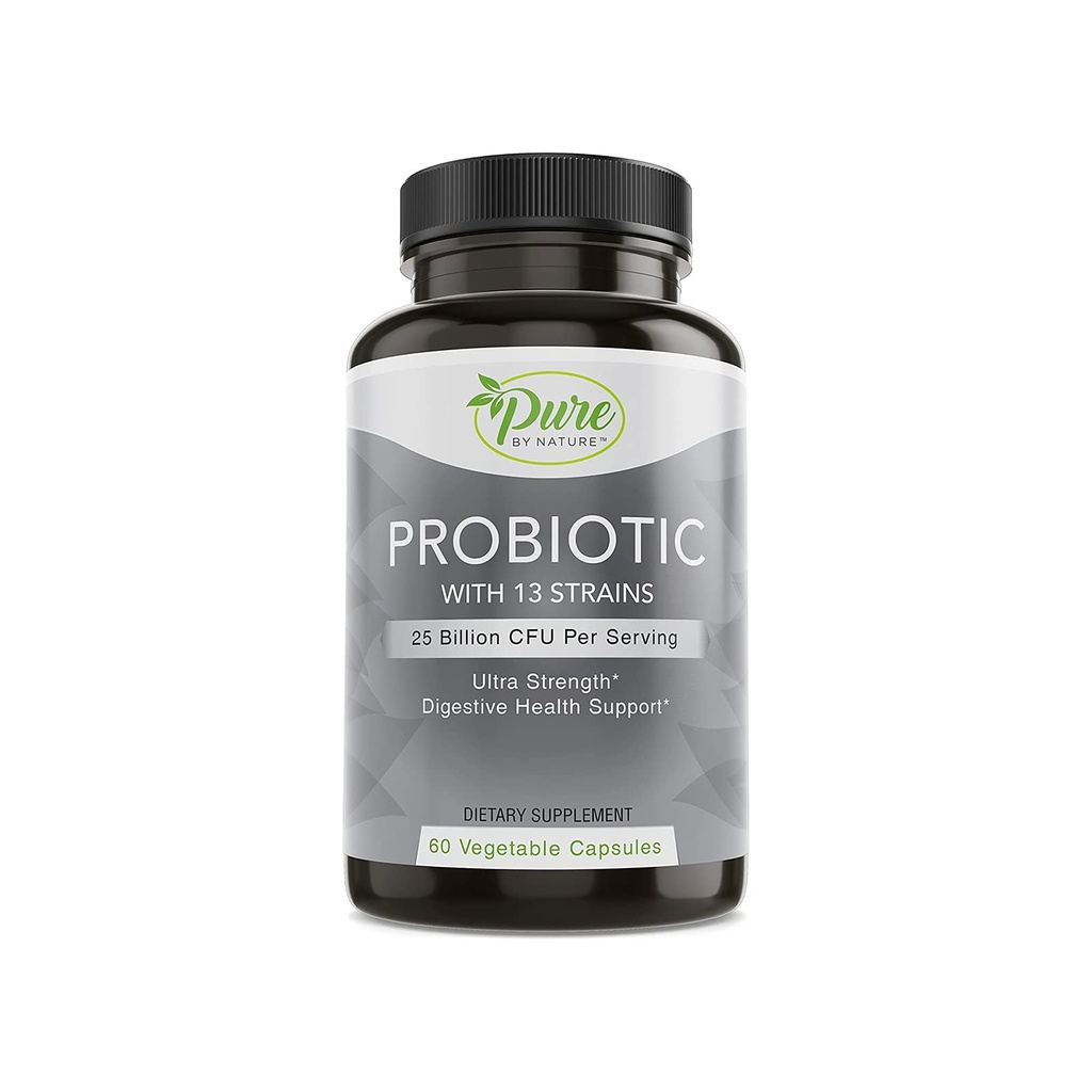Čisté přírodní probiotika pro ženy a muže, 13 Zátarasy s 25 Miliony CFU, Probiotika pro stravitelné zdraví, Gut zdraví, imunitní podpora, Bloating & zácpa, Vegan & Shelf- Stable, 60 Kapsle