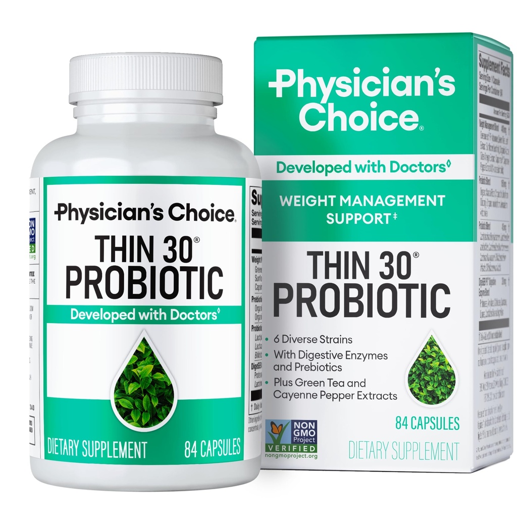 Lékařské CHOICE Probiotika pro hubnutí & Bloating - 6 Probiotických Strains - Prebiotika - Klíčová složka Cayenne - Podporuje Gut zdraví - Weight Management pro ženy a muže - Zelený čaj - 84 CT