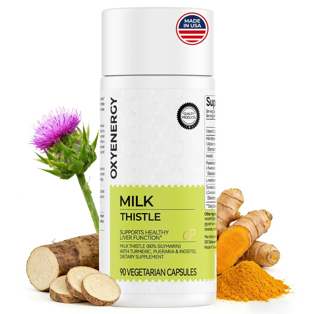 OxyEnergy Cleanse Detox & Opravy dodatek s 80% Mléko Thistle, Kurkuma, Inositol & Pueraria, Podpora zdraví jater, Non- GMO, Gluten- Free, 90 Vegetariánské kapsle, Made in USA