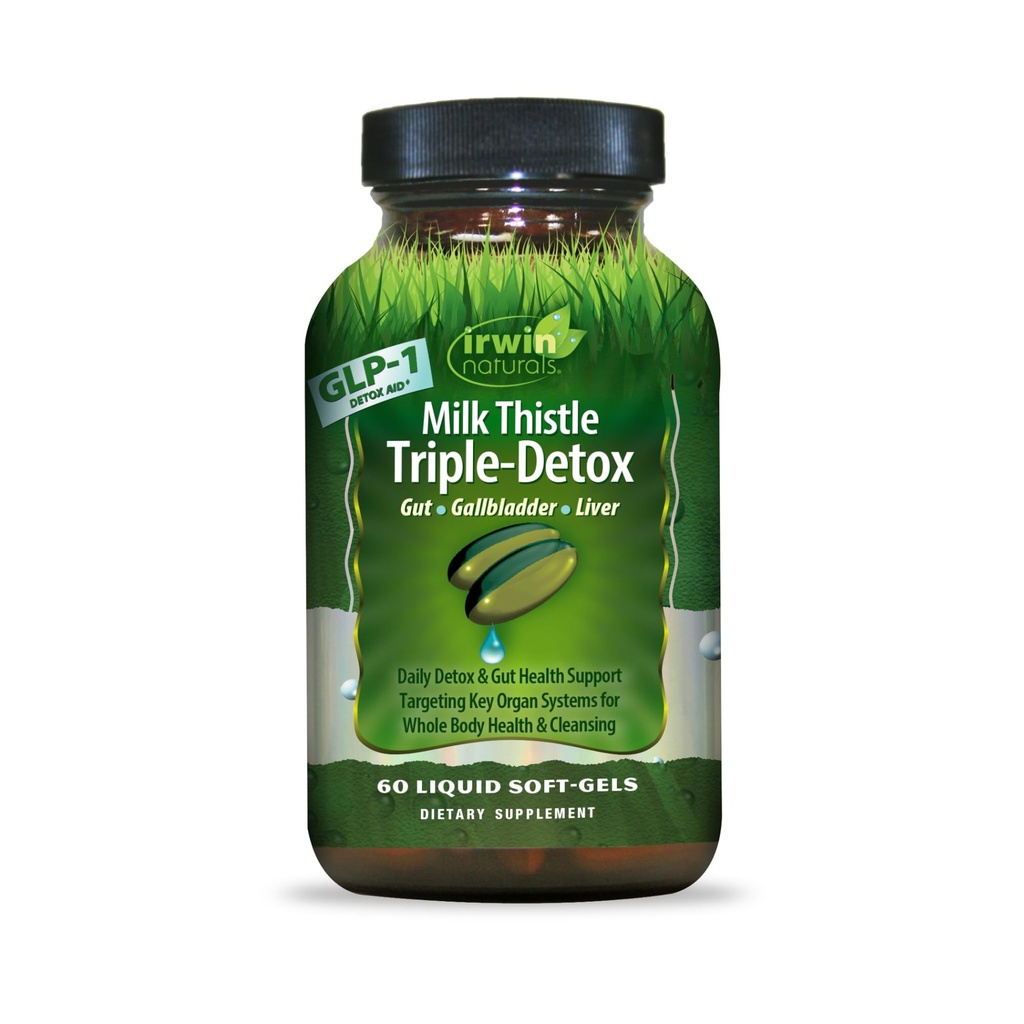 Irwin Naturals Milk Thistle Triple- Detox - Pokročilá podpora jater a detoxu, 60 Tekuté Softgely