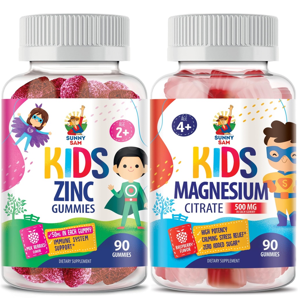 Magnesiové gumy pro děti a dospělé - 500mg a zinkové gumy pro děti a dospělé - Zinek Žvýkací guma pro imunitní podporu - Výkonný přírodní antioxidant Non- GMO doplněk pro děti Muži Dospělí.