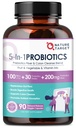 NATURE TARGET Probiotika pro ženy - Muži Digestive Health, Mens- Womens Probiotic s prebiotika, 100 Milionů pro Gut a imunitní zdraví, No Literageration, 90 Veggie Kapsle (45 dní dodávky)
