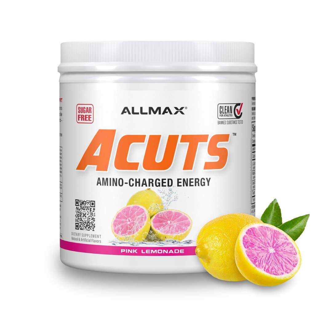 ALLMAX Nutrition AMINOCUTS (ACUTS), Amino- Charged Energy Drink with Taurin, L- Carnitin, Green Coffee Bean Extract, Pink Lemonade, 30 Servings
