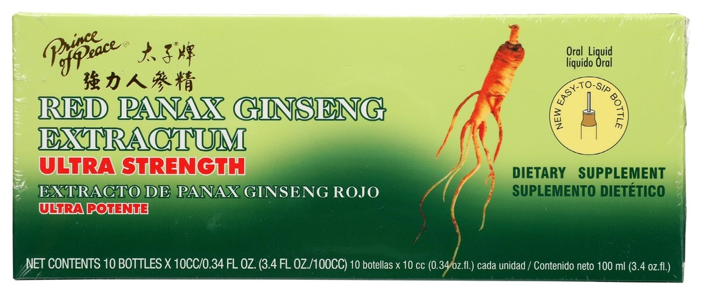 Princ of Peace Red Panax Ginseng Extractum Ultra Strength -- 3.4 oz - 10 Lahviček