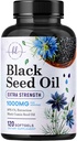 Black Seed Oil Softgels 1000mg - Premium Nigella Sativa Blackseed, Pure Natural Black Cumin Seed Oil & Antioxidant for Skin & Imunitation Support - Non GMO, Baleno v dodatku USA - 120 Softgels