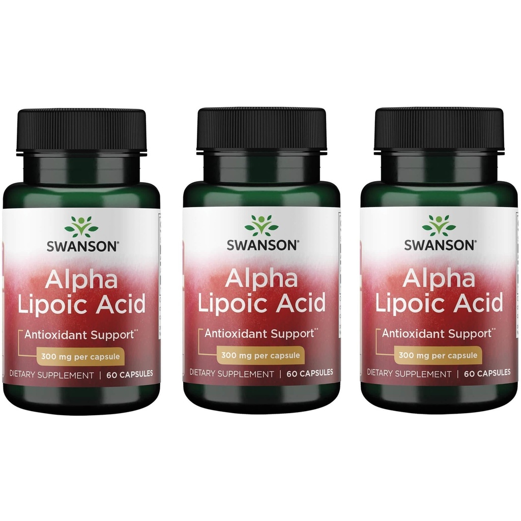 Swanson Alpha Lipoic Acid - dodatek k antioxidační aktivitě - 300 mg 60 Kapsle (3 balení)