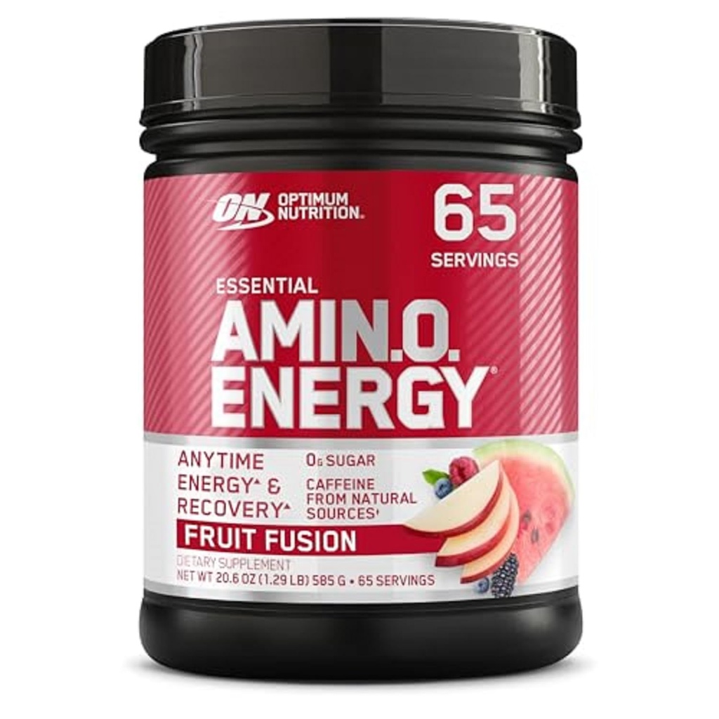 Optimum Nutrition Amino Energy - Předcvičení se zeleným čajem, BCAA, aminokyseliny, Keto Friendly, Green Coffee Extract, Energy Powder - Fruit Fusion, 65 Servings (Balení květen Vary)