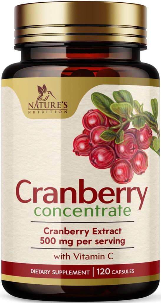 Cranberry Pills Dodatek 25,000mg - Fresh Cranberry Ekvivalent s vitaminem C & E - Močová Trakt Podpora zdraví, Cukr zdarma Formule, Ovocný prášek Extract - Non- GMO, Lahvička v USA - 120 Kapsle