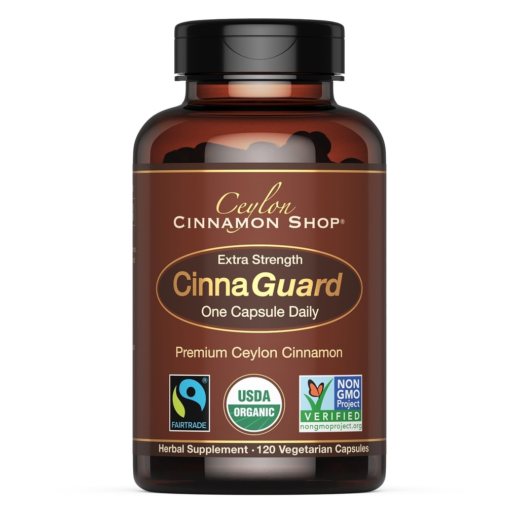 Ceylon Skořice Shop CinnaGuard ™ Organic Ceylon Skořice Dodatek 2500mg na kapsli 124; Extra síla 124; 4 Měsíce Dodávka 124; 120 Počet - Non- GMO & Gluten zdarma Antioxidant