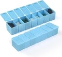 Týdenní malý Pořadatel pilulek, 7 dní Pouzdro Pill, Denní Vitamin Case Medicine Box, Pill Kontejnery pro léky doplňky rybí olej (2Pcs, modrá)